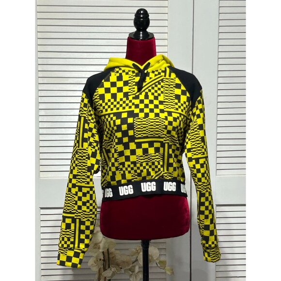 UGG Tops - UGG Women's Yellow  Black Mallory Cropped Hoodie Checks Size Medium 3052